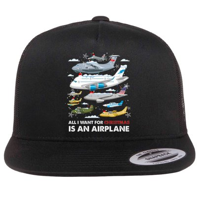 All I Want For Christmas Is An Airplane Merry Christmas Flat Bill Trucker Hat