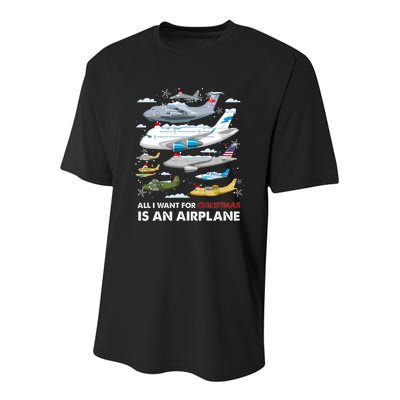 All I Want For Christmas Is An Airplane Merry Christmas Youth Performance Sprint T-Shirt