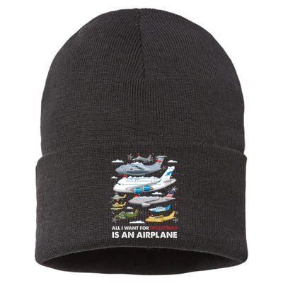 All I Want For Christmas Is An Airplane Merry Christmas Sustainable Knit Beanie