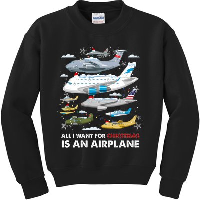 All I Want For Christmas Is An Airplane Merry Christmas Kids Sweatshirt