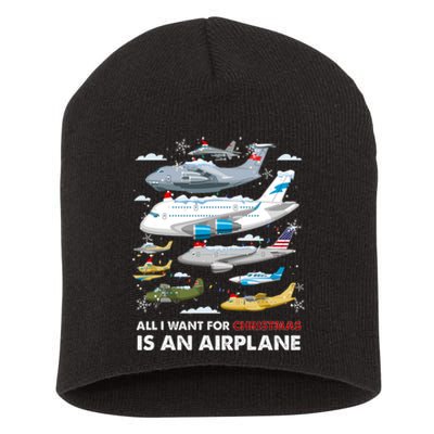 All I Want For Christmas Is An Airplane Merry Christmas Short Acrylic Beanie