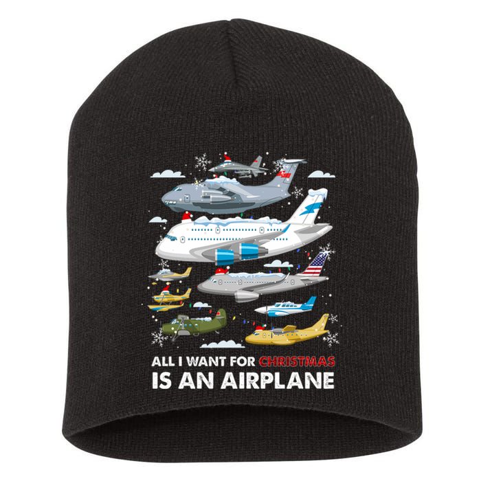 All I Want For Christmas Is An Airplane Merry Christmas Short Acrylic Beanie