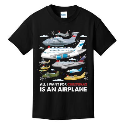 All I Want For Christmas Is An Airplane Merry Christmas Kids T-Shirt