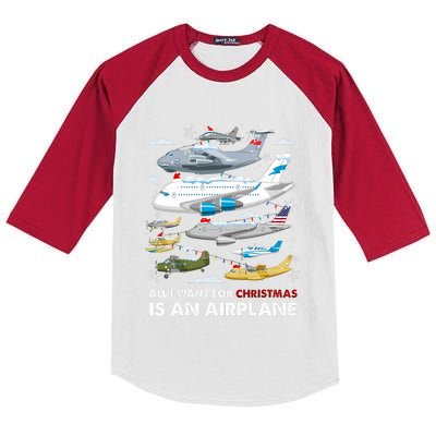 All I Want For Christmas Is An Airplane Merry Christmas Kids Colorblock Raglan Jersey