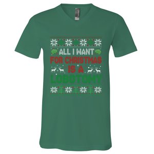 All I Want For Christmas Is A Lobotomy Ugly Christmas V-Neck T-Shirt