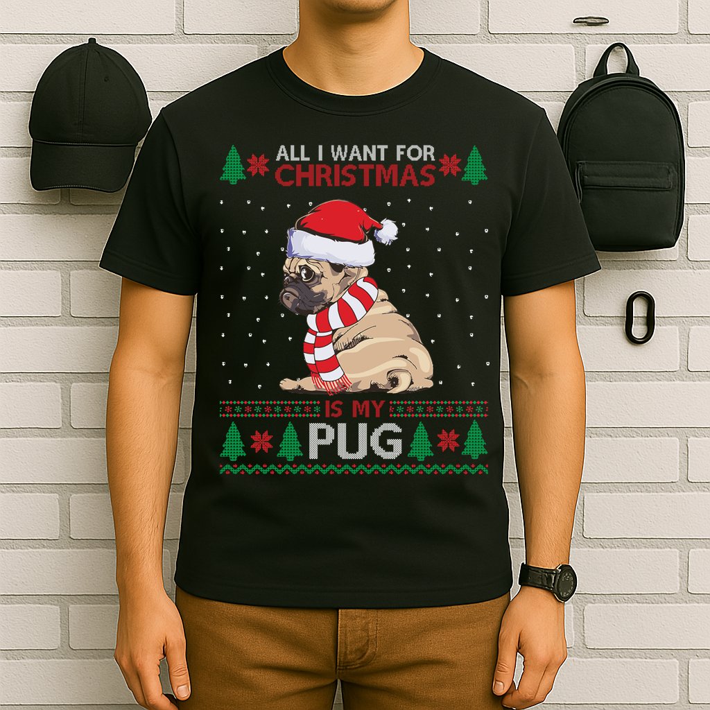 All I Want For Christmas Is My Pug Ugly Christmas T-Shirt