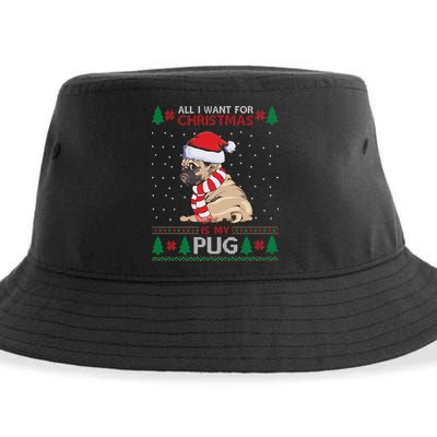 All I Want For Christmas Is My Pug Ugly Christmas Sustainable Bucket Hat