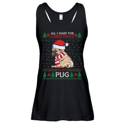 All I Want For Christmas Is My Pug Ugly Christmas Ladies Essential Flowy Tank