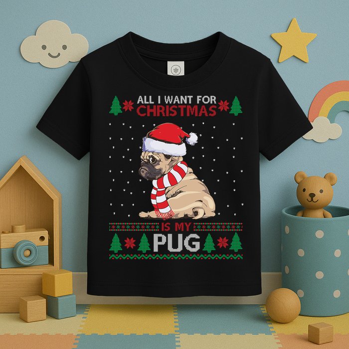 All I Want For Christmas Is My Pug Ugly Christmas Toddler T-Shirt