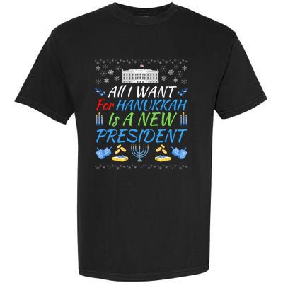 All I Want For Hanukkah Is A New President Funny Hanukkah Garment-Dyed Heavyweight T-Shirt