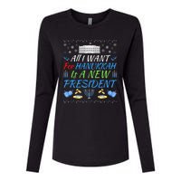 All I Want For Hanukkah Is A New President Funny Hanukkah Womens Cotton Relaxed Long Sleeve T-Shirt