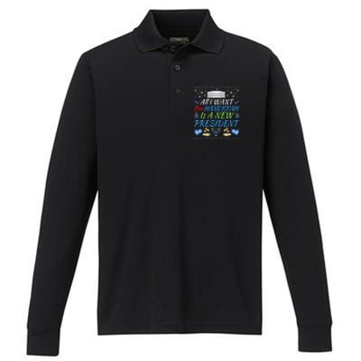 All I Want For Hanukkah Is A New President Funny Hanukkah Performance Long Sleeve Polo