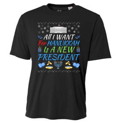 All I Want For Hanukkah Is A New President Funny Hanukkah Cooling Performance Crew T-Shirt