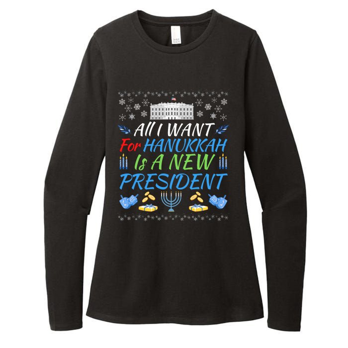 All I Want For Hanukkah Is A New President Funny Hanukkah Womens CVC Long Sleeve Shirt