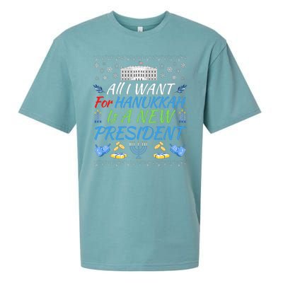 All I Want For Hanukkah Is A New President Funny Hanukkah Sueded Cloud Jersey T-Shirt