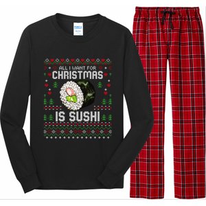 All I Want For Christmas Is Sushi Ugly Xmas Sweater Gift Long Sleeve Pajama Set