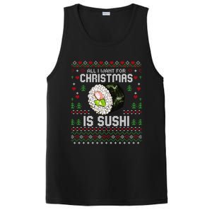 All I Want For Christmas Is Sushi Ugly Xmas Sweater Gift PosiCharge Competitor Tank