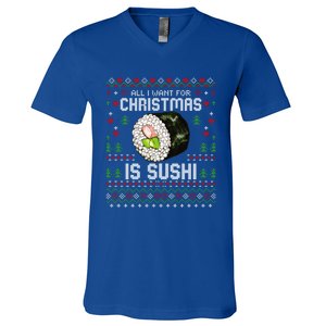 All I Want For Christmas Is Sushi Ugly Xmas Sweater Gift V-Neck T-Shirt