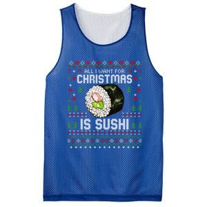 All I Want For Christmas Is Sushi Ugly Xmas Sweater Gift Mesh Reversible Basketball Jersey Tank