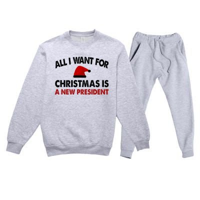 All I Want For Christmas Is A New President Funny Gift Premium Crewneck Sweatsuit Set