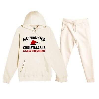 All I Want For Christmas Is A New President Funny Gift Premium Hooded Sweatsuit Set