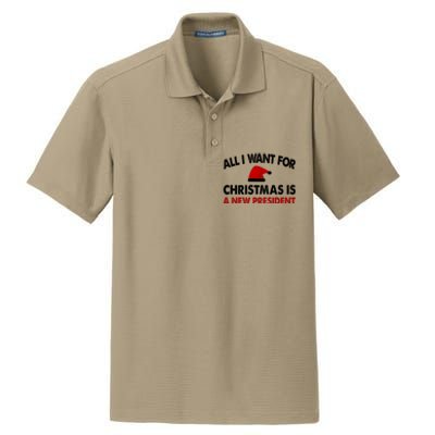 All I Want For Christmas Is A New President Funny Gift Dry Zone Grid Polo