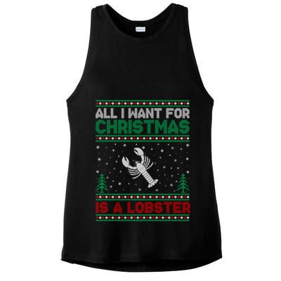 All I Want For Xmas Is A Lobster Ugly Christmas Gift Ladies PosiCharge Tri-Blend Wicking Tank