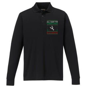 All I Want For Xmas Is A Lobster Ugly Christmas Gift Performance Long Sleeve Polo