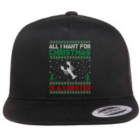 All I Want For Xmas Is A Lobster Ugly Christmas Gift Flat Bill Trucker Hat