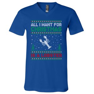 All I Want For Xmas Is A Lobster Ugly Christmas Gift V-Neck T-Shirt