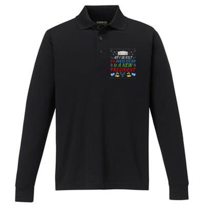 All I Want For Hanukkah Is A New President, Funny Hanukkah Performance Long Sleeve Polo