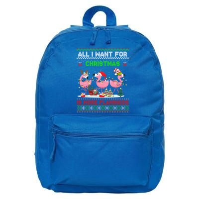 All I Want For Christmas Is More Flamingos Ugly Sweater Xmas Gift 16 in Basic Backpack