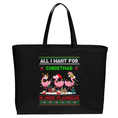 All I Want For Christmas Is More Flamingos Ugly Sweater Xmas Gift Cotton Canvas Jumbo Tote