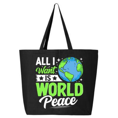 All I Want Is World Peace Cute Earth Day 2024 25L Jumbo Tote