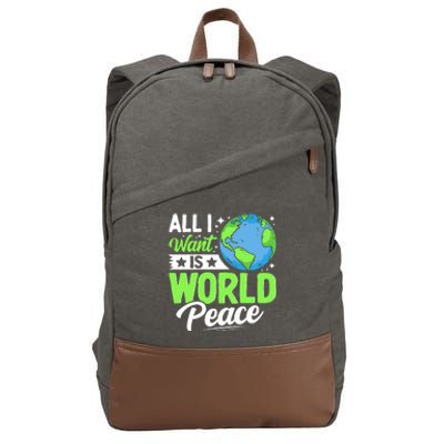 All I Want Is World Peace Cute Earth Day 2024 Cotton Canvas Backpack