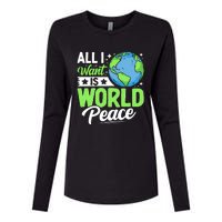 All I Want Is World Peace Graphic Womens Cotton Relaxed Long Sleeve T-Shirt