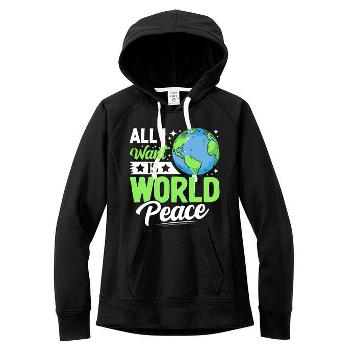 All I Want Is World Peace Graphic Women's Fleece Hoodie