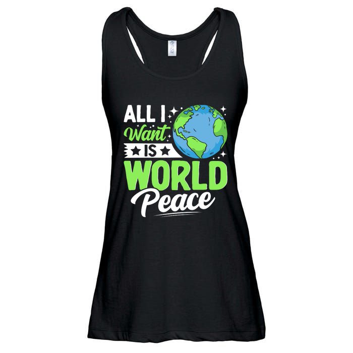 All I Want Is World Peace Graphic Ladies Essential Flowy Tank