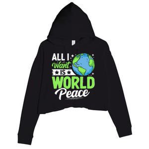 All I Want Is World Peace Graphic Crop Fleece Hoodie