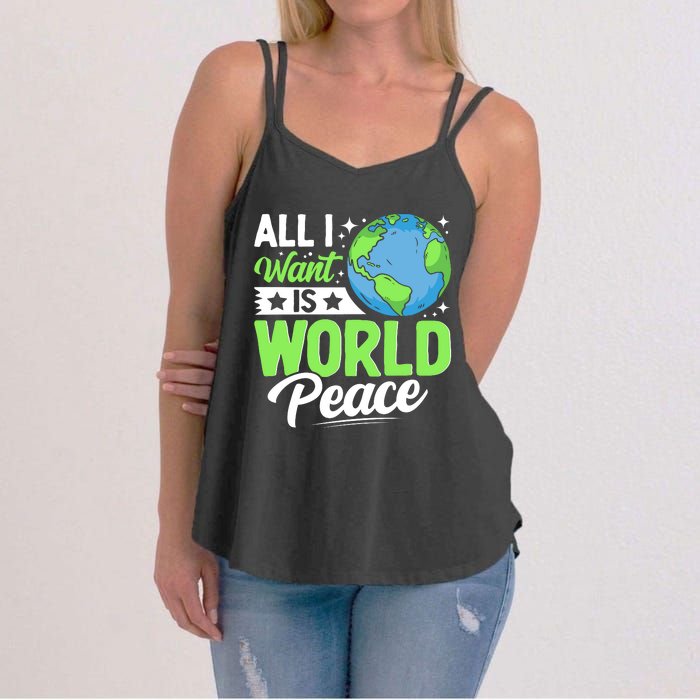 All I Want Is World Peace Graphic Women's Strappy Tank