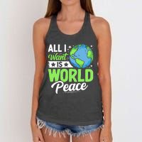 All I Want Is World Peace Graphic Women's Knotted Racerback Tank