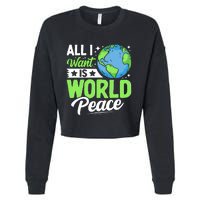 All I Want Is World Peace Graphic Cropped Pullover Crew