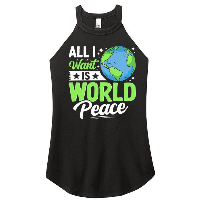 All I Want Is World Peace Graphic Women's Perfect Tri Rocker Tank