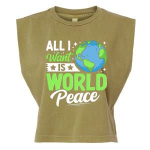 All I Want Is World Peace Graphic Garment-Dyed Women's Muscle Tee