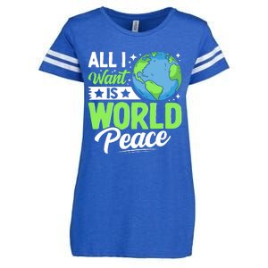 All I Want Is World Peace Graphic Enza Ladies Jersey Football T-Shirt