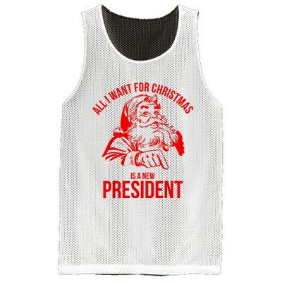 All I Want For Christmas Is A New President Funny Santa Xmas Mesh Reversible Basketball Jersey Tank