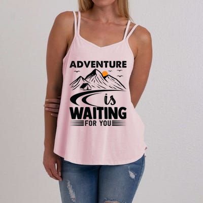 Adventure Is Waiting For You Funny Camping Women's Strappy Tank