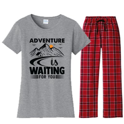 Adventure Is Waiting For You Funny Camping Women's Flannel Pajama Set