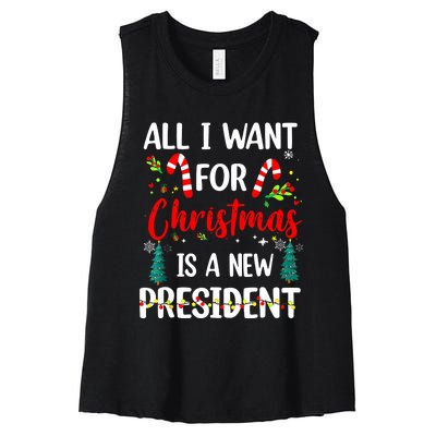 All I Want For Christmas Is A New President Xmas Pajama Women's Racerback Cropped Tank