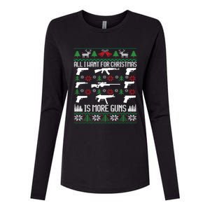 All I Want Is More Guns Collector Hunting Ugly Christmas Gift Womens Cotton Relaxed Long Sleeve T-Shirt